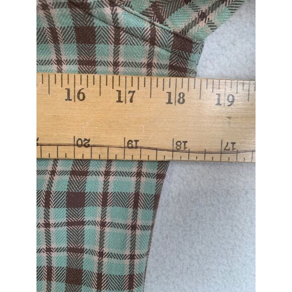 Ralph Lauren Women’s 6 Plaid Thick Flannel Top Green Snap Button Cabin Country - Picture 2 of 11